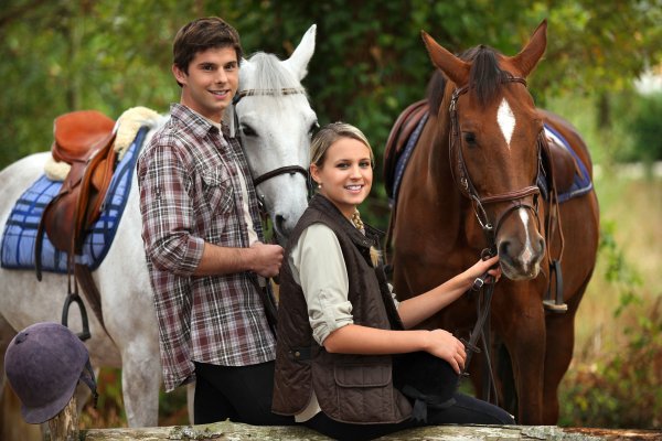 Couple with horses